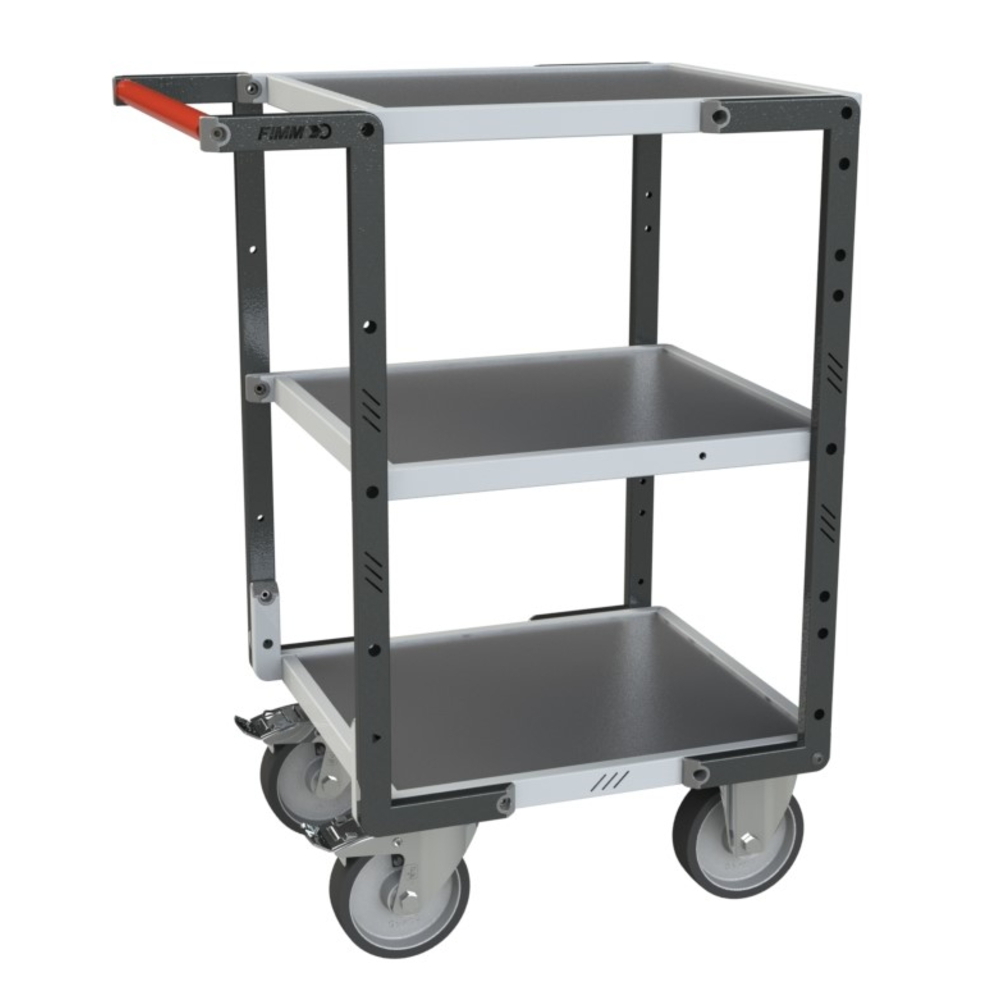 Servante montée 3 plateaux tôle 550x500 mm charge 400 kg - FIMM - 886720342