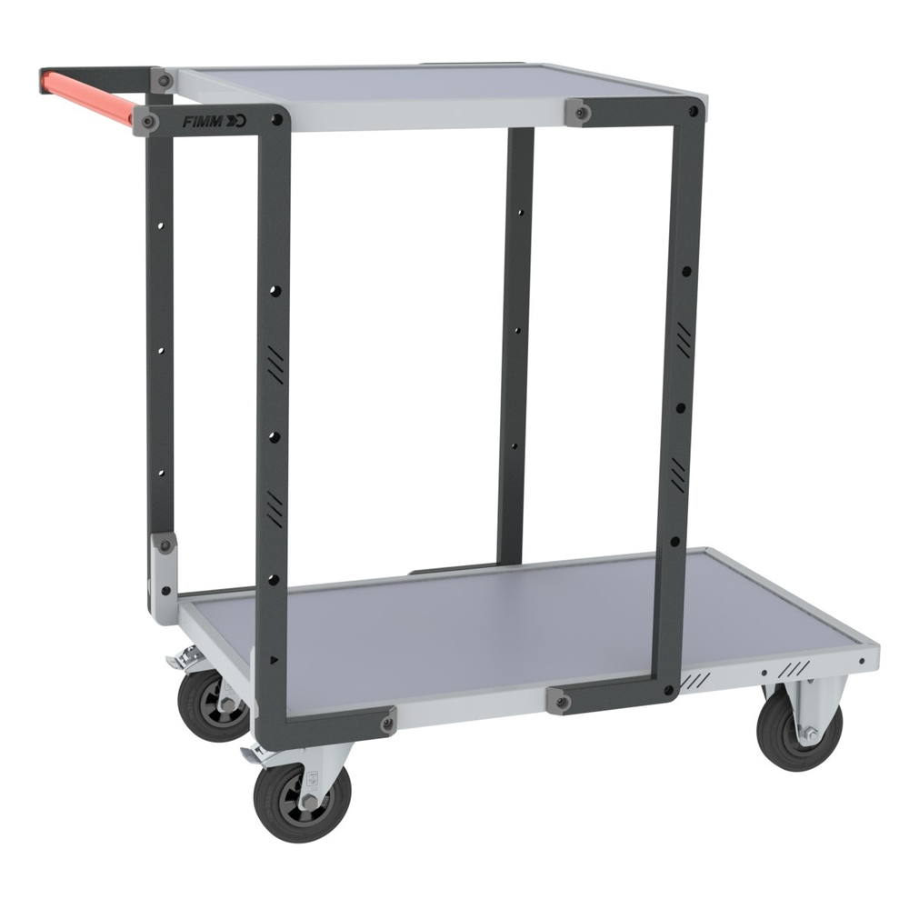 Servante montée 2 plateaux mélaminé  + roues CC 250 kg - FIMM - 886721111