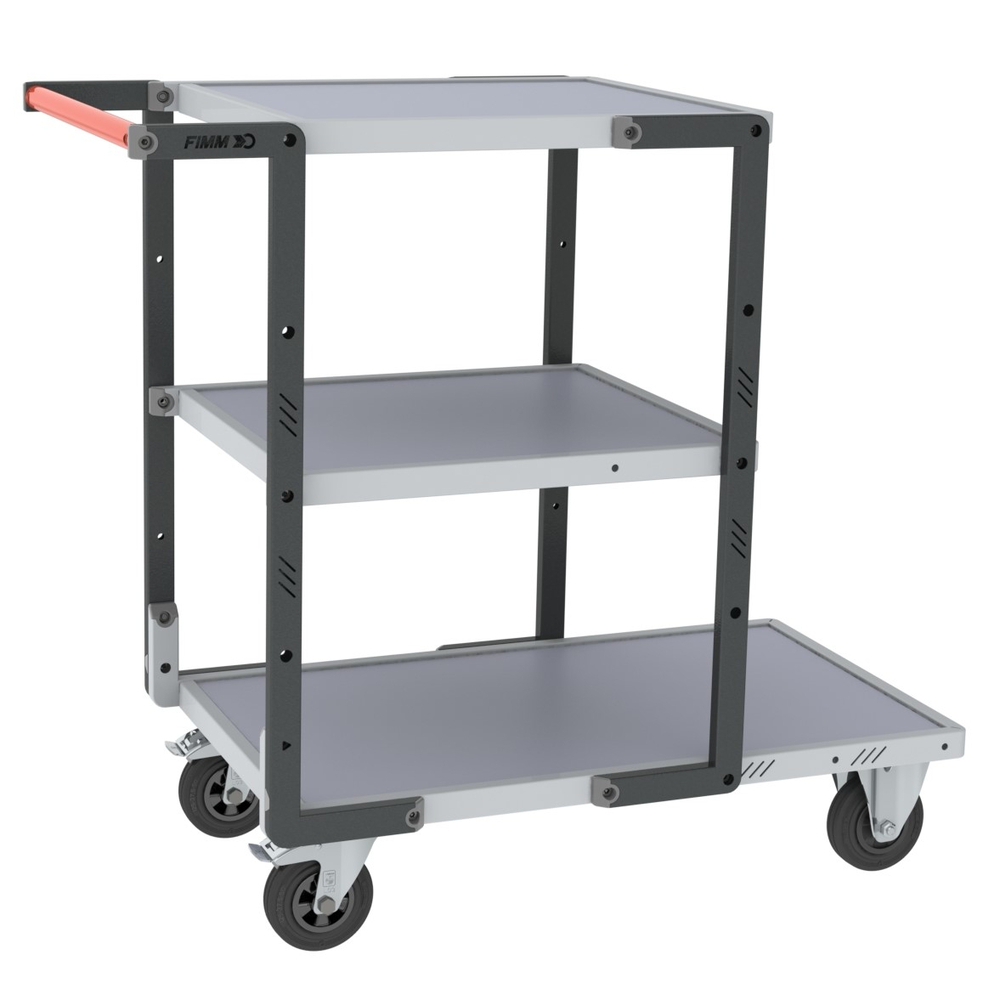 Servante montée 3 plateaux mélaminé + roues CC 250 kg - FIMM - 886721113