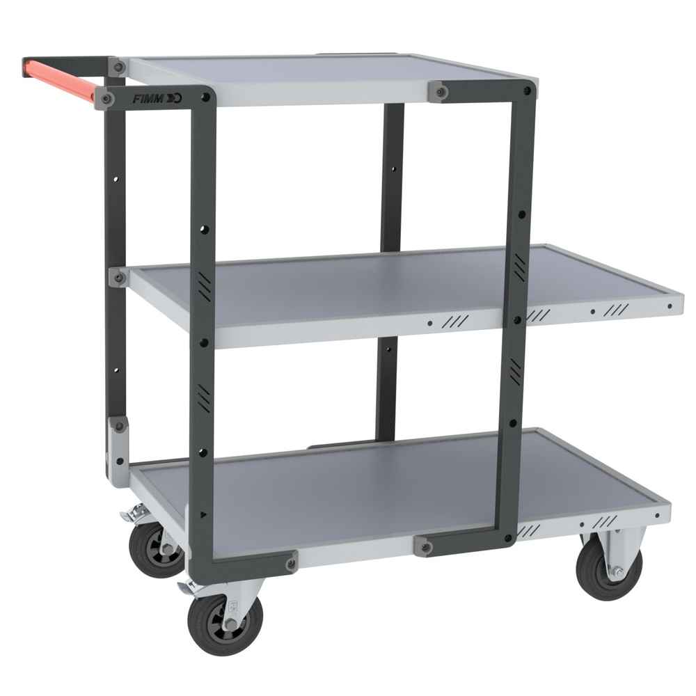 Servante montée 3 plateaux mélaminé + roues CC 250 kg - FIMM - 886721115