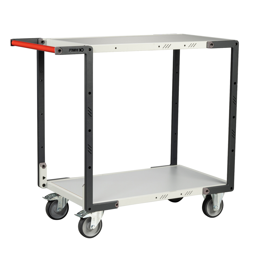 Servante montée 2 plateaux mélaminé 850x500 mm roues TPE 250 kg - FIMM - 886721122
