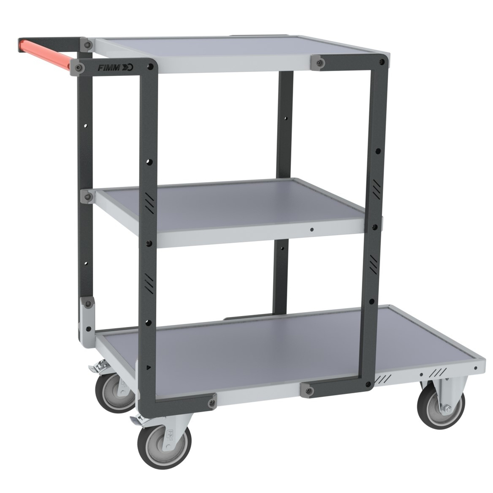 Servante montée 3 plateaux mélaminé + roues TPE 250 kg - FIMM - 886721123