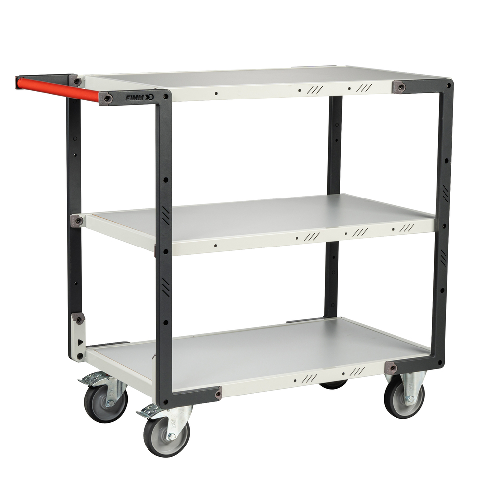 Servante montée 3 plateaux mélaminé 850x500 mm roues TPE 250 kg - FIMM - 886721124