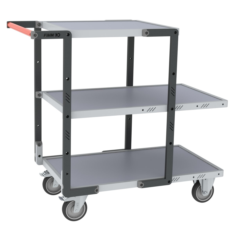 Servante montée 3 plateaux mélaminé + roues TPE 250 kg - FIMM - 886721125
