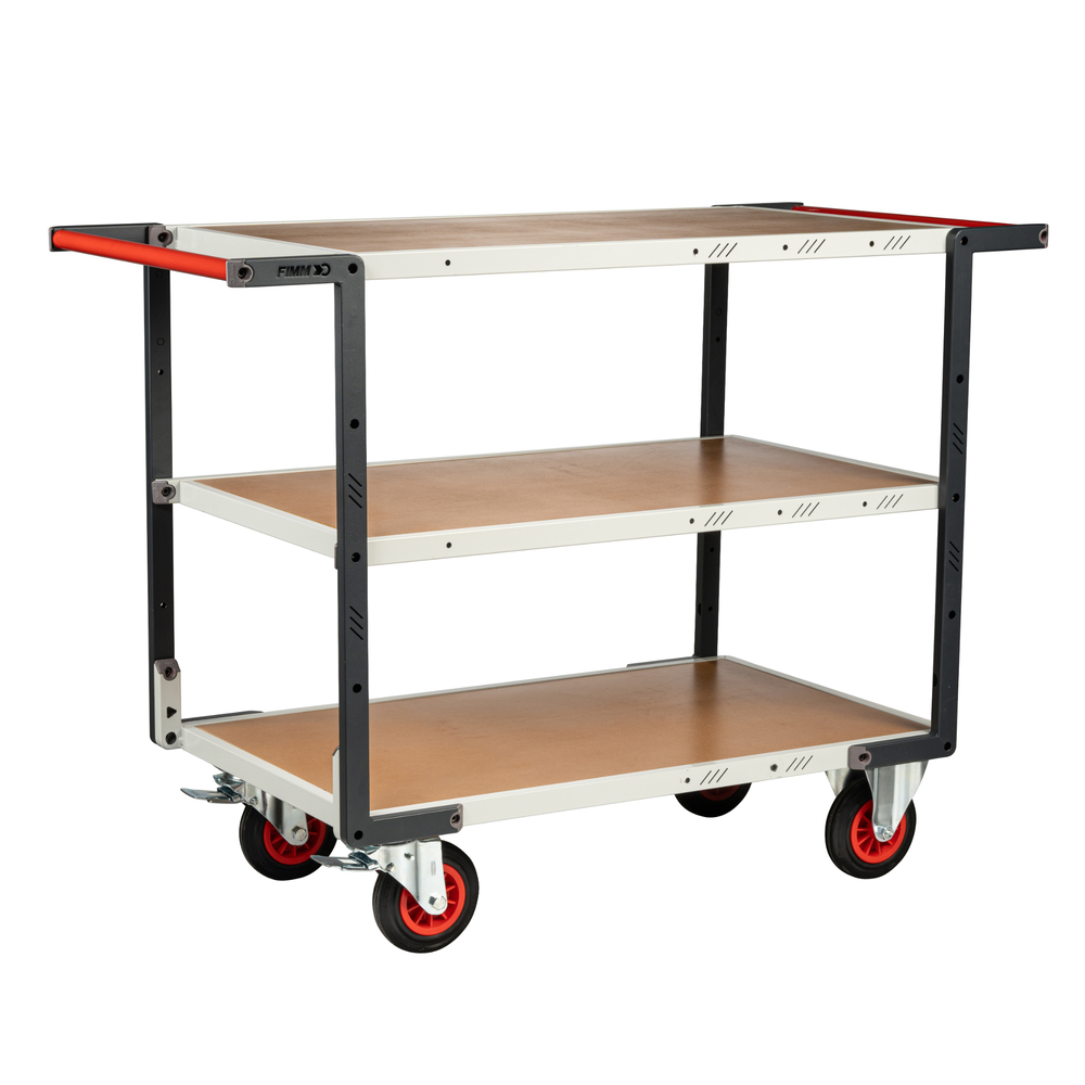 Servante montée 3 plateaux médium double poignées 850x500 mm roues CC 400 kg - FIMM - 886721237