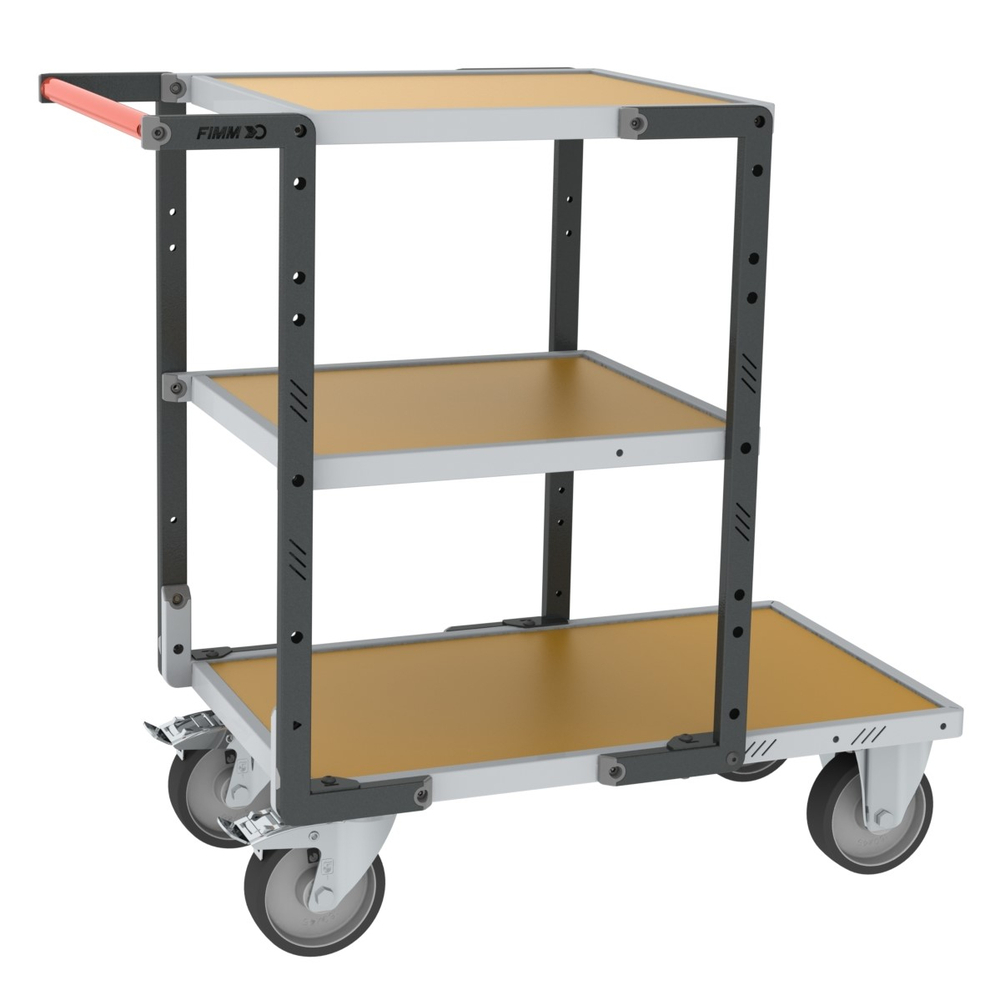 Servante montée 3 plateaux médium + roues TPE 400 kg - FIMM - 886721243