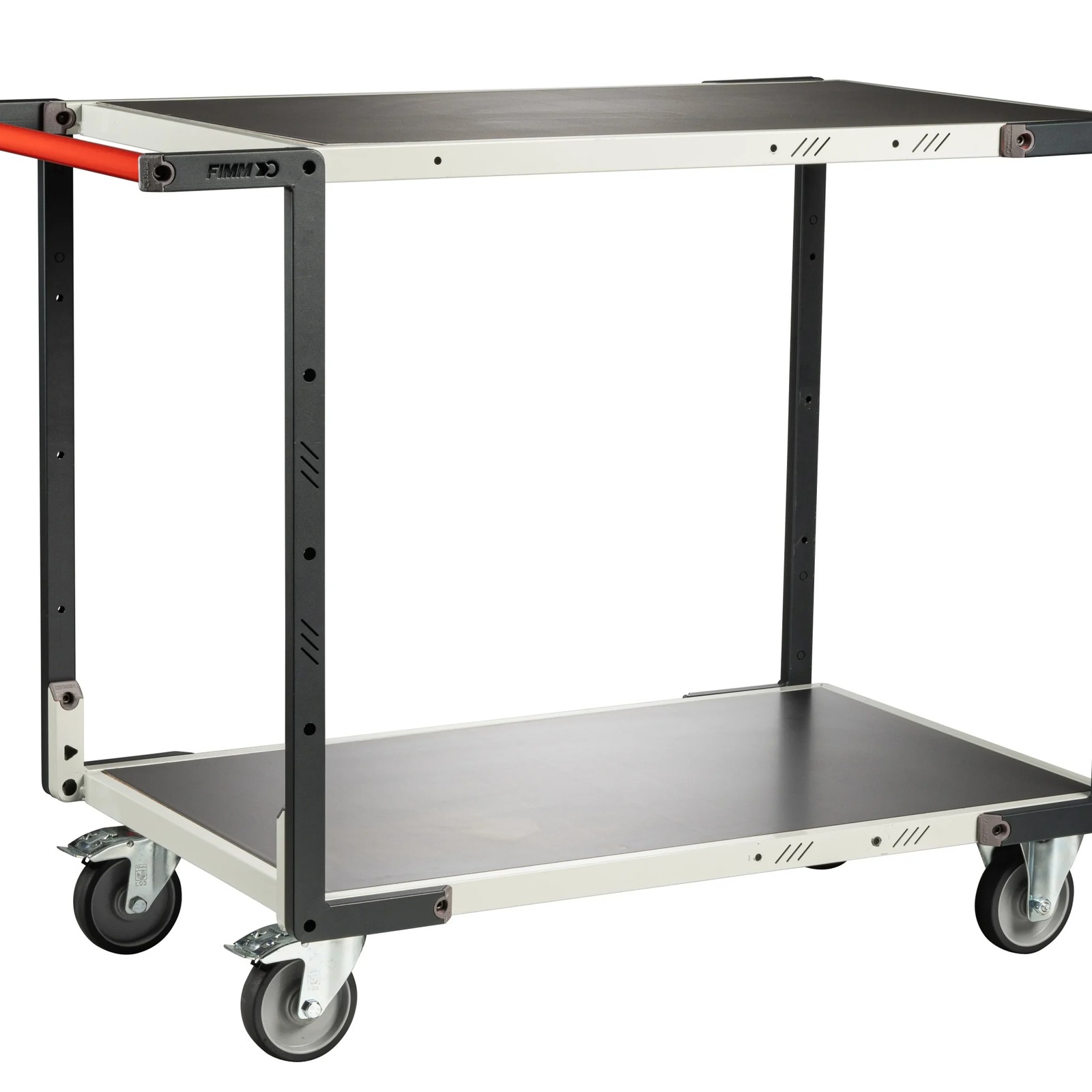 Servante montée 2 plateaux tôle, 850x500 mm, roues TPE, 250 kg - FIMM - 886721322