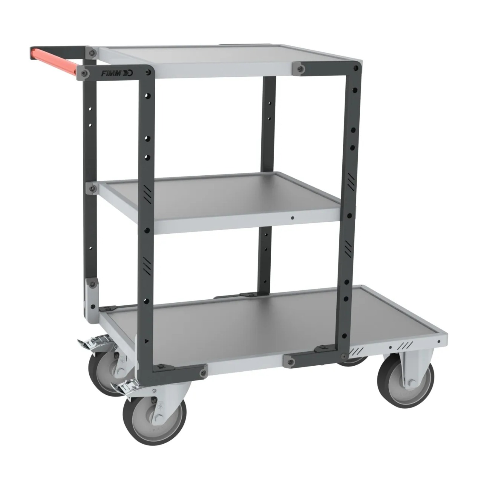 Servante montée 3 plateaux tôle galva + roues TPE 400 kg - FIMM - 886721343