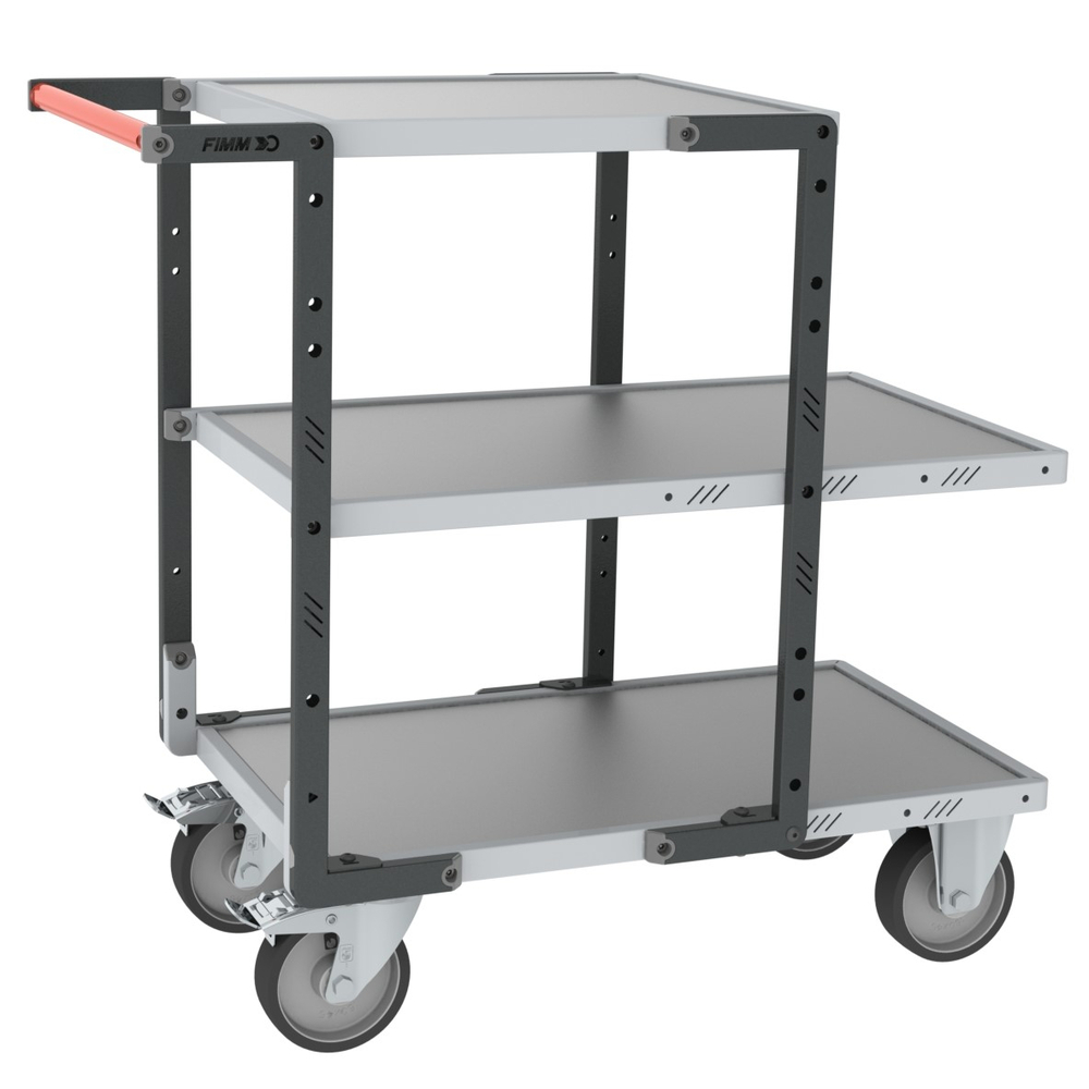Servante montée 3 plateaux tôle galva + roues TPE 400 kg - FIMM - 886721345