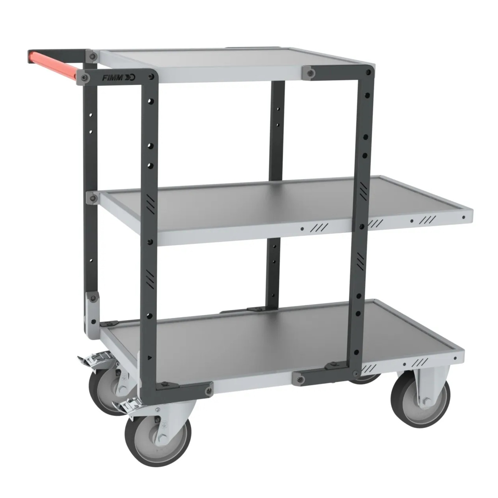 Servante montée 3 plateaux tôle galva + roues TPE 400 kg - FIMM - 886721345