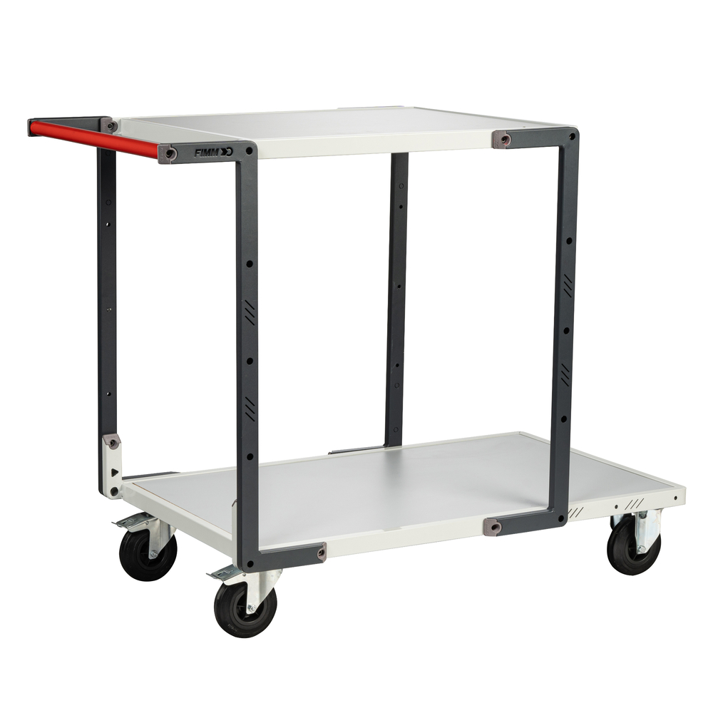 Servante montée 2 plateaux mélaminé + roues CC 250 kg - FIMM - 886722111