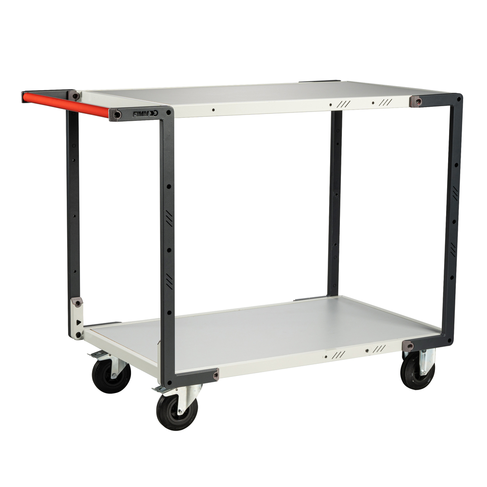 Servante montée 2 plateaux mélaminé + roues CC, 250 kg - FIMM - 886722112