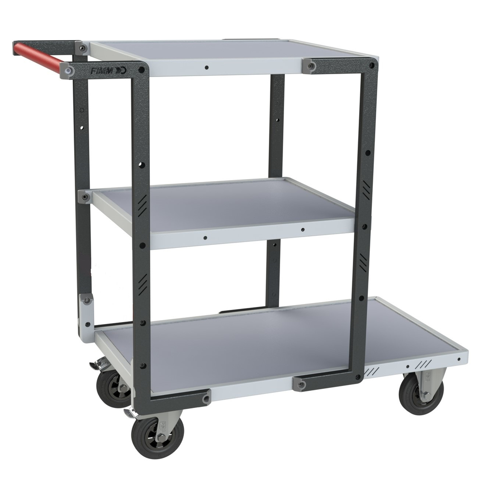 Servante montée 3 plateaux mélaminé + roues CC 250 kg - FIMM - 886722113