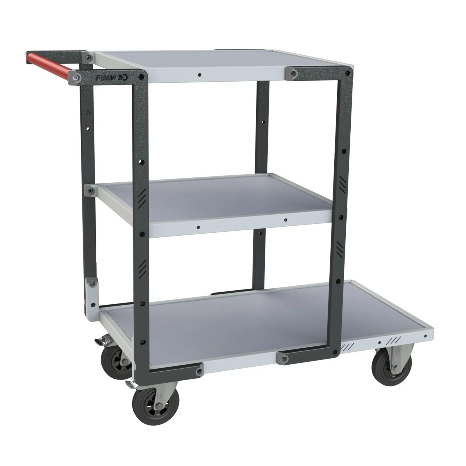 Servante montée 3 plateaux mélaminé + roues CC 250 kg - FIMM - 886722113