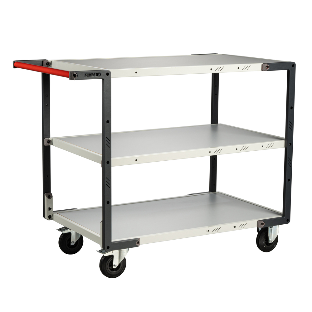 Servante montée 3 plateaux mélaminé 1000x600 mm roues CC 250 kg - FIMM - 886722114