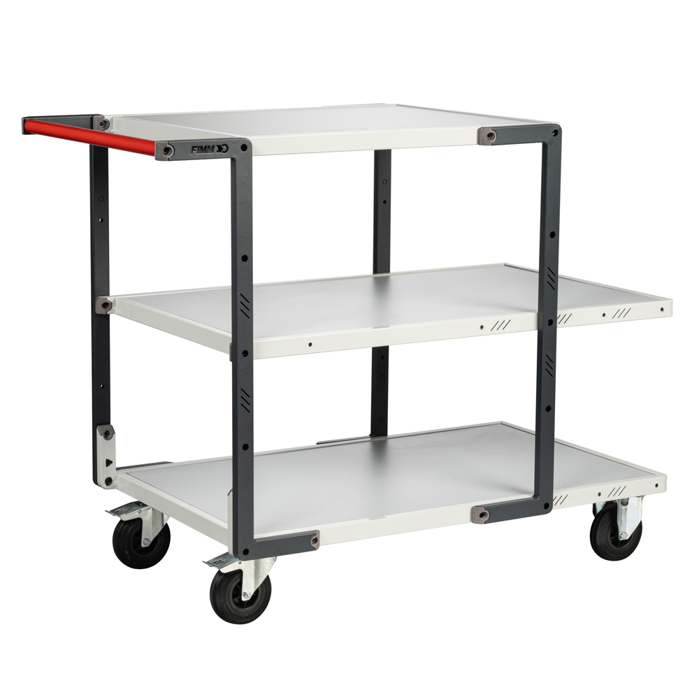 Servante montée 3 plateaux mélaminé + roues CC 250 kg - FIMM - 886722115