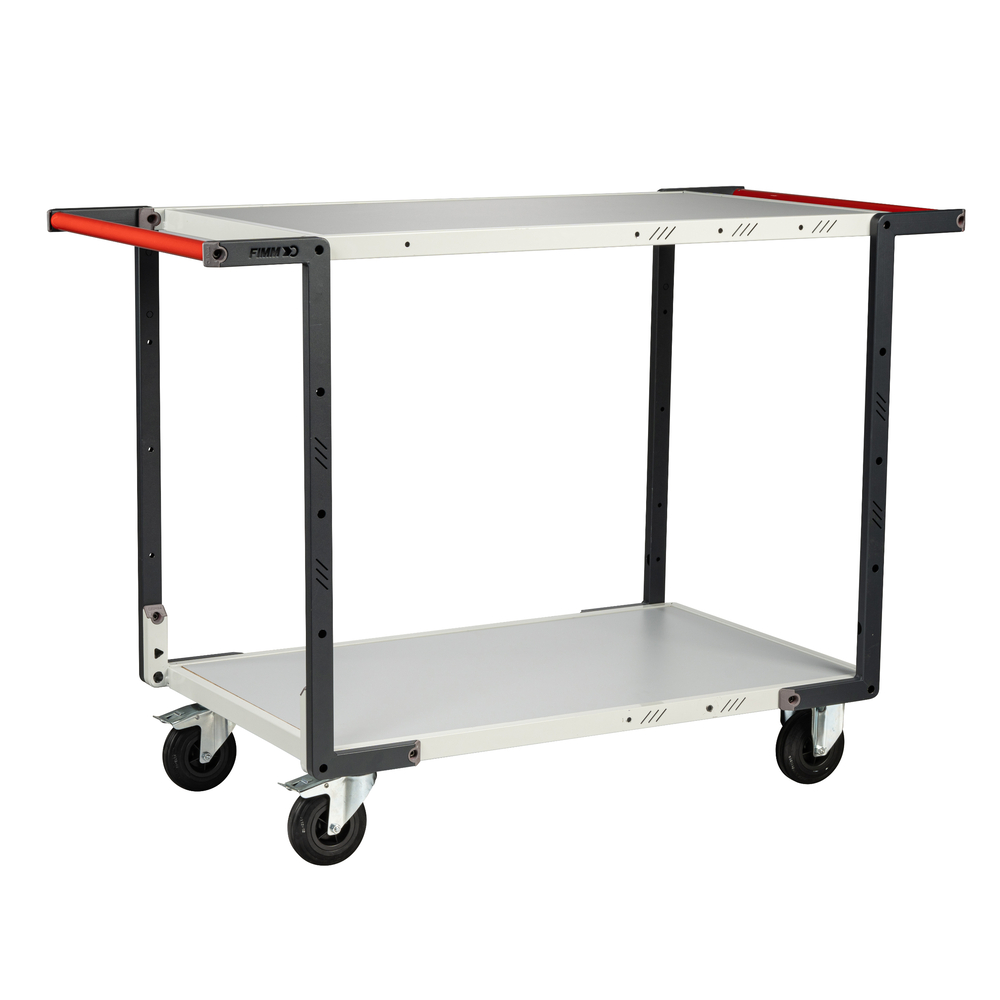 Servante montée 2 plateaux mélaminé double poignées 1000x600 mm roues CC 250 kg - FIMM - 886722116