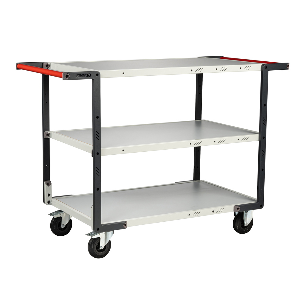 Servante montée 3 plateaux mélaminé double poignées 1000x600 mm roues CC 250 kg - FIMM - 886722117
