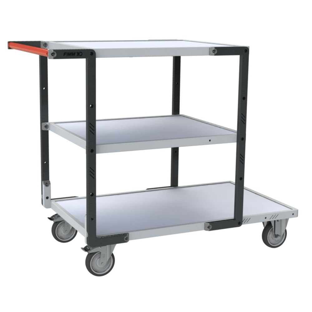Servante montée 3 plateaux mélaminé + roues TPE 250 kg - FIMM - 886722123