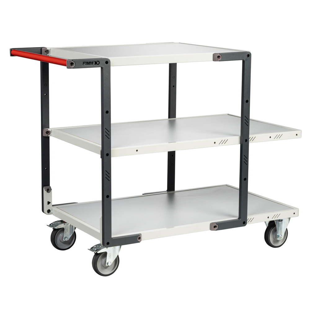 Servante montée 3 plateaux mélaminé + roues TPE 250 kg - FIMM - 886722125