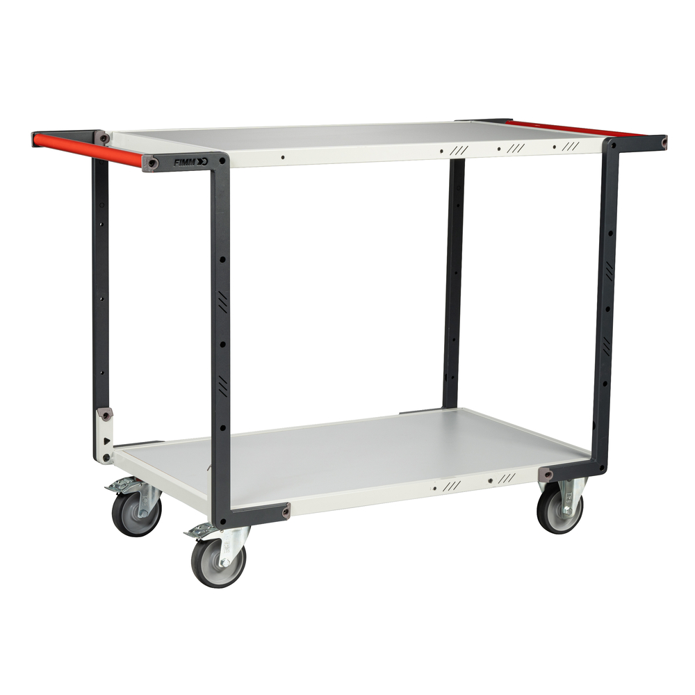 Servante montée 2 plateaux mélaminé double poignées 1000x600 mm roues TPE 250 kg - FIMM - 886722126