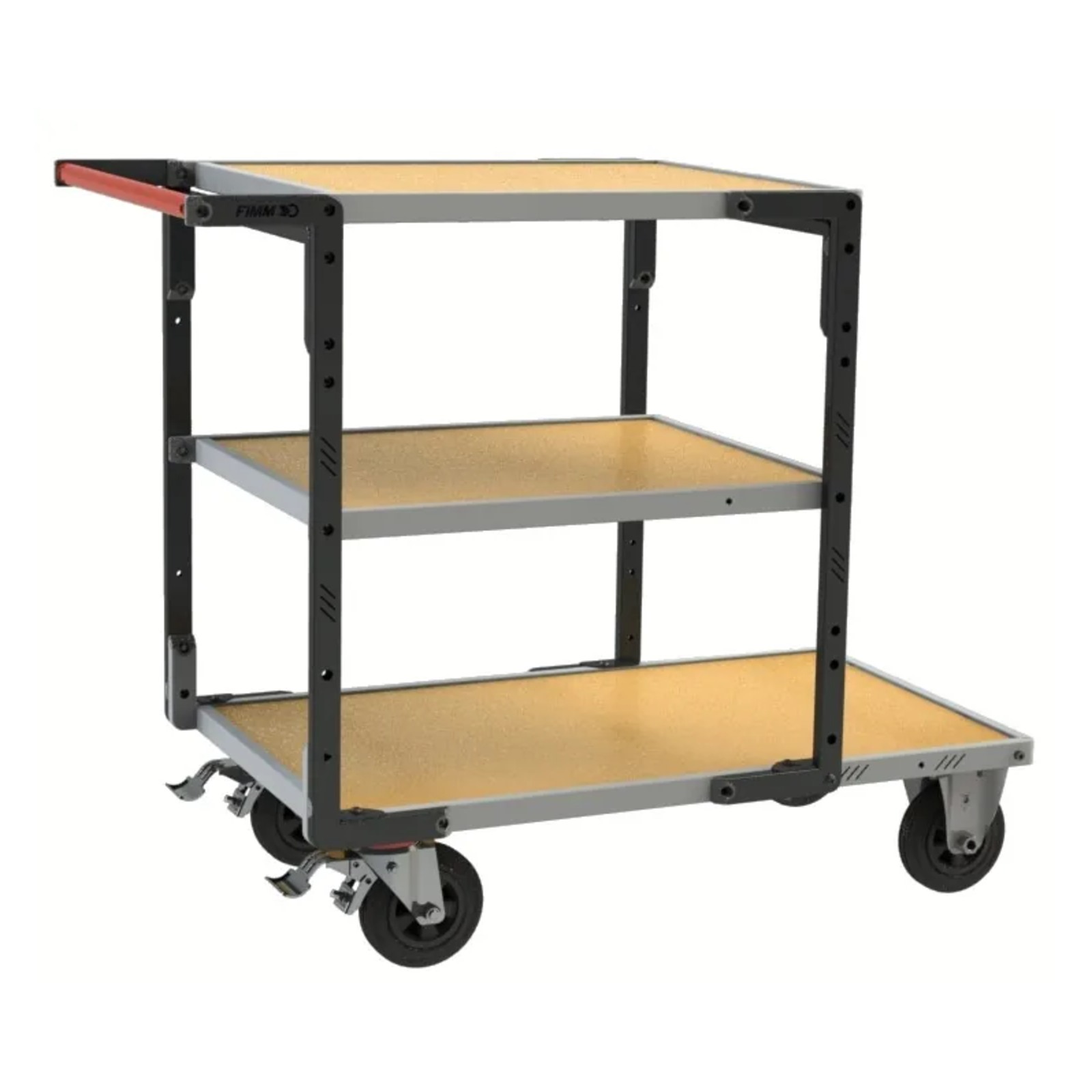 Servante montée 3 plateaux médium + roues CC 400 kg - FIMM - 886722233
