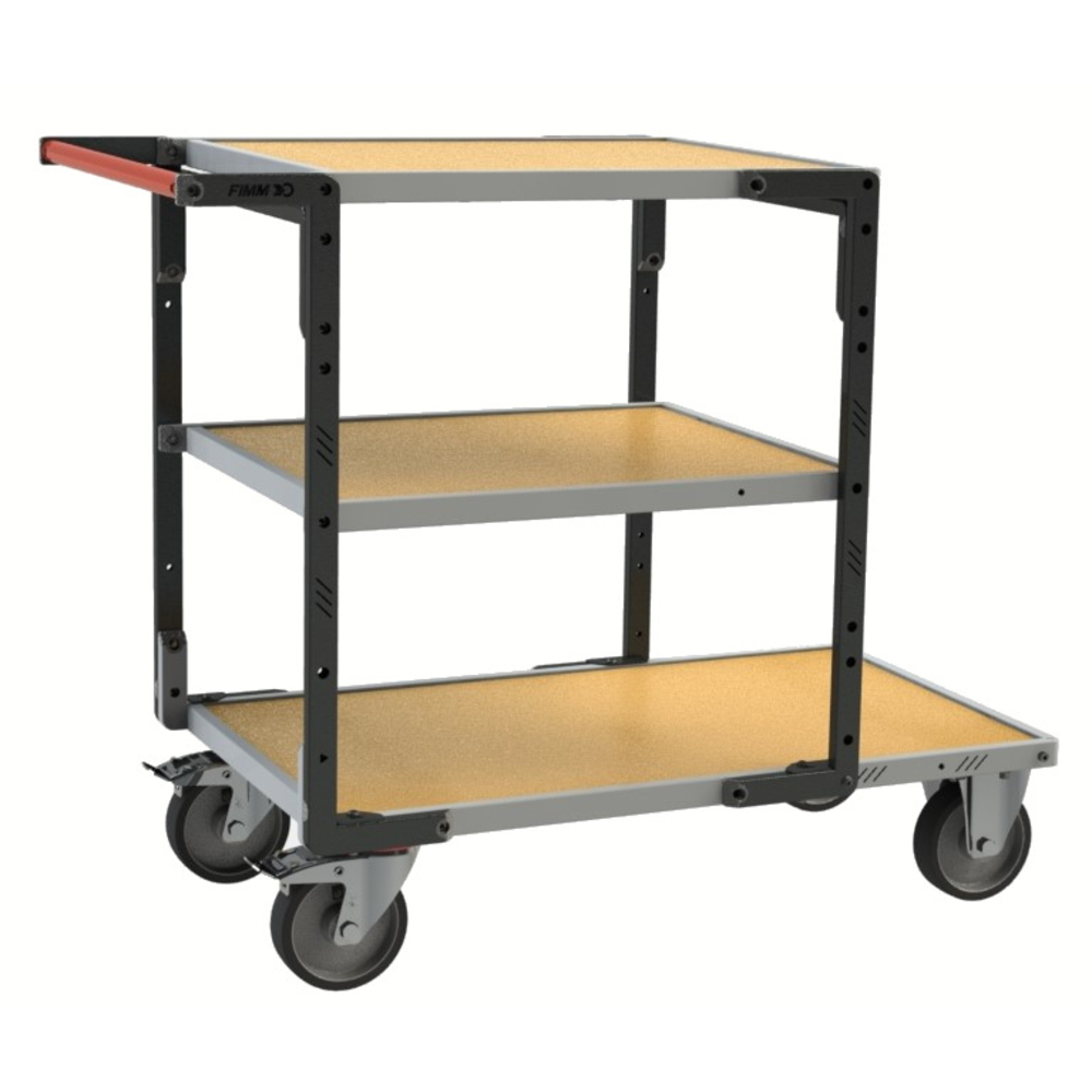 Servante montée 3 plateaux médium + roues TPE 400 kg - FIMM - 886722243