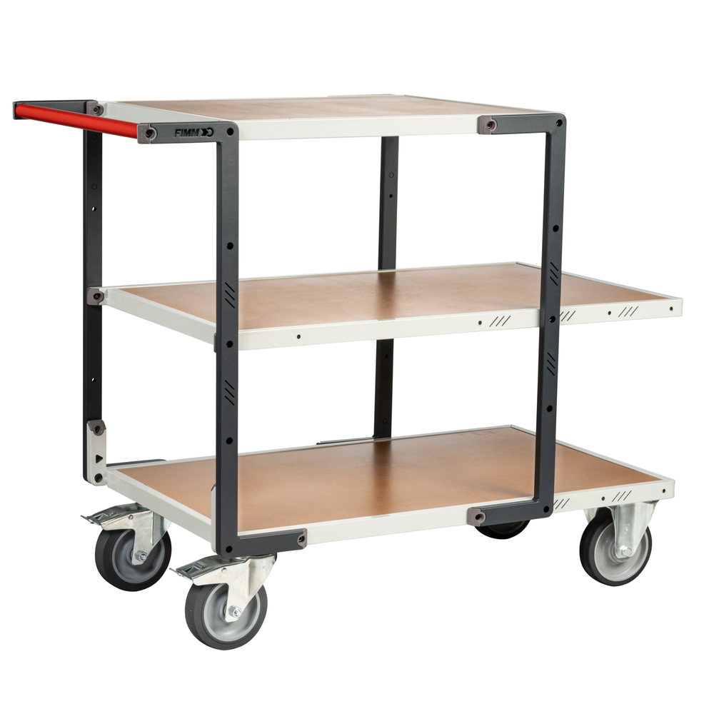 Servante montée 3 plateaux médium + roues TPE 400 kg - FIMM - 886722245
