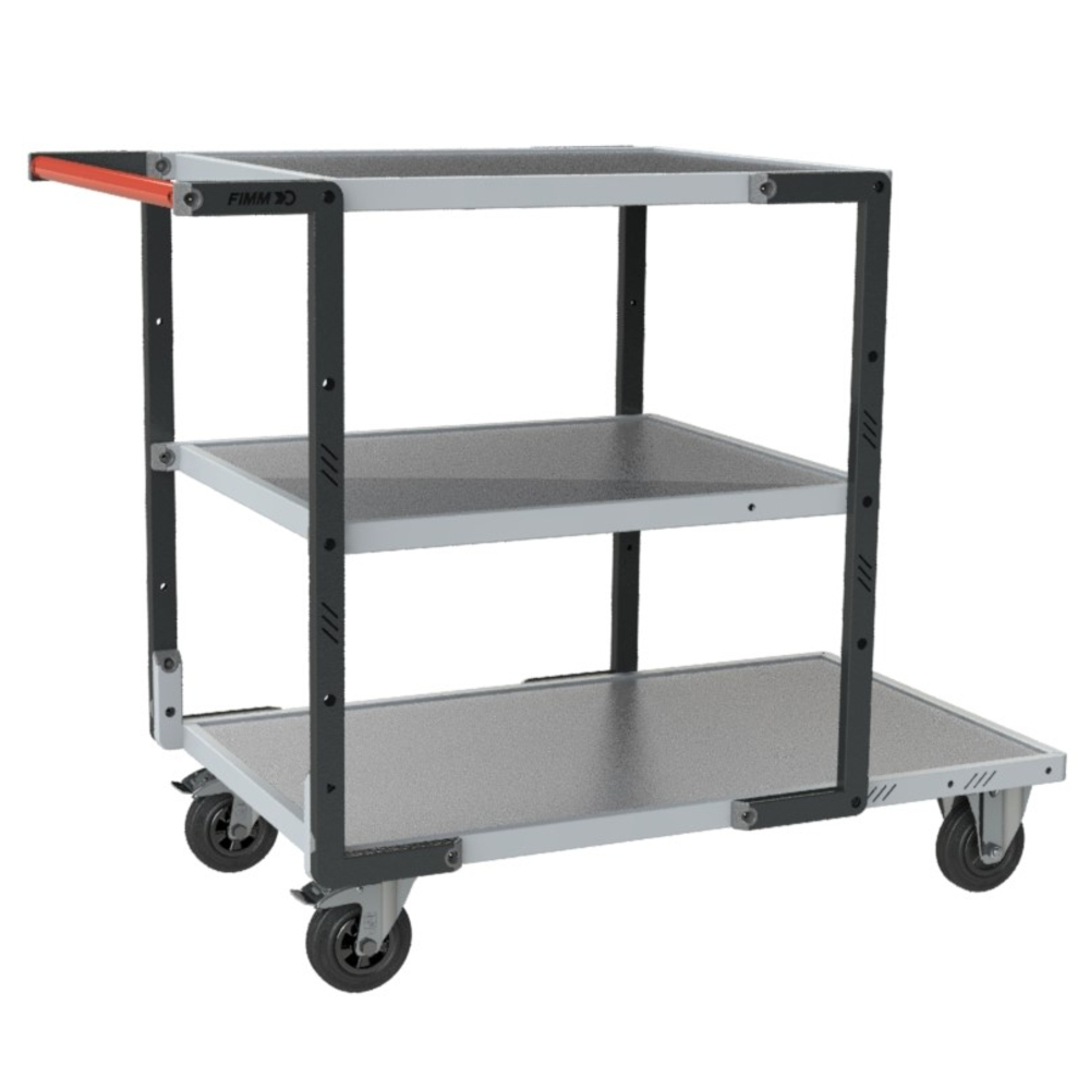 Servante montée 3 plateaux tôle galva + roues CC 250 kg - FIMM - 886722313