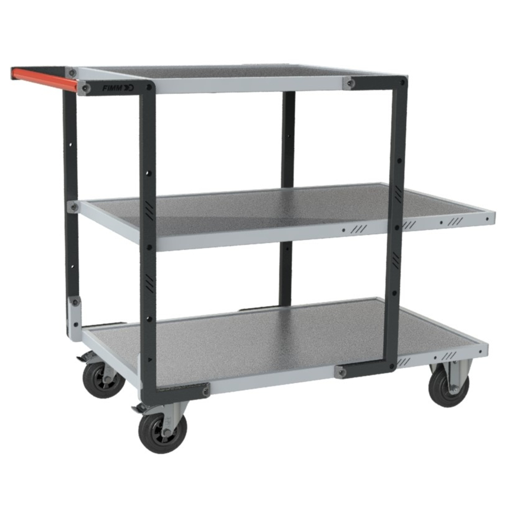 Servante montée 3 plateaux tôle galva + roues CC 250 kg - FIMM - 886722315