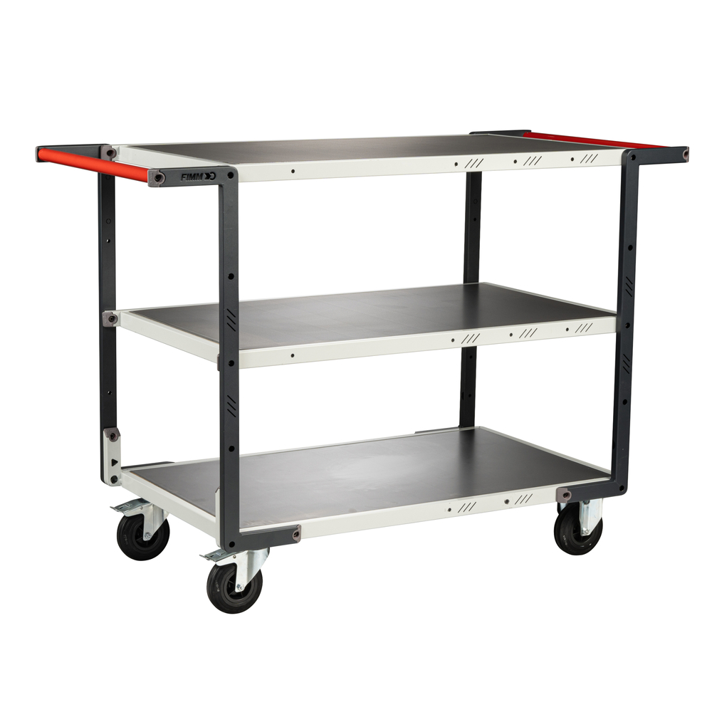 Servante montée 3 plateaux tôle galva double poignées 1000x600 mm roues CC 250 kg - FIMM - 886722317