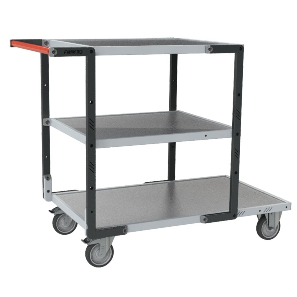 Servante montée 3 plateaux tôle galva + roues TPE 250 kg - FIMM - 886722323