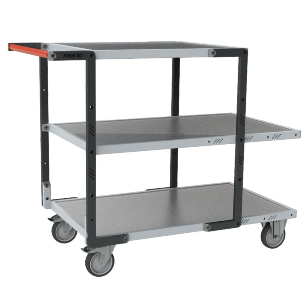 Servante montée 3 plateaux tôle galva + roues TPE 250 kg - FIMM - 886722325
