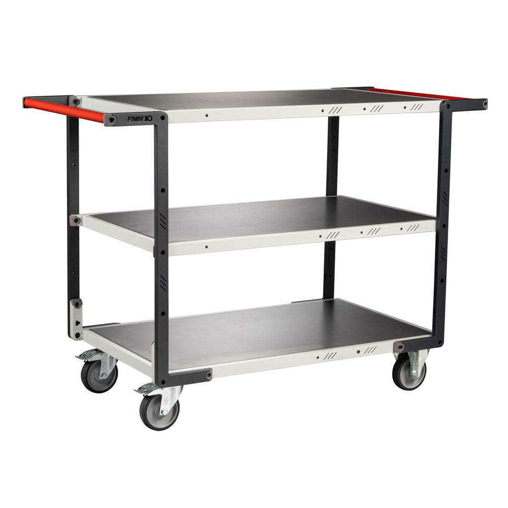Servante montée 3 plateaux tôle galva double poignées 1000x600 mm roues TPE 250 kg - FIMM - 886722327