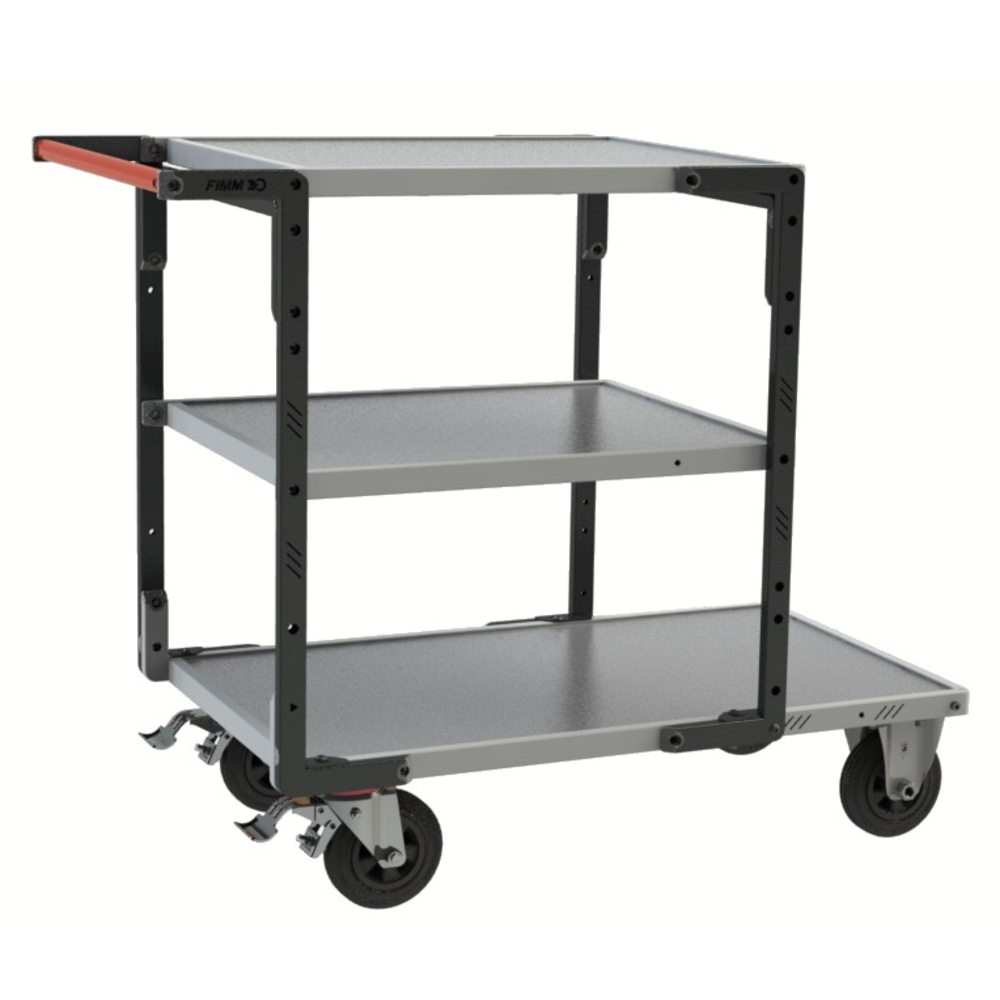 Servante montée 3 plateaux tôle galva + roues CC 400 kg - FIMM - 886722333