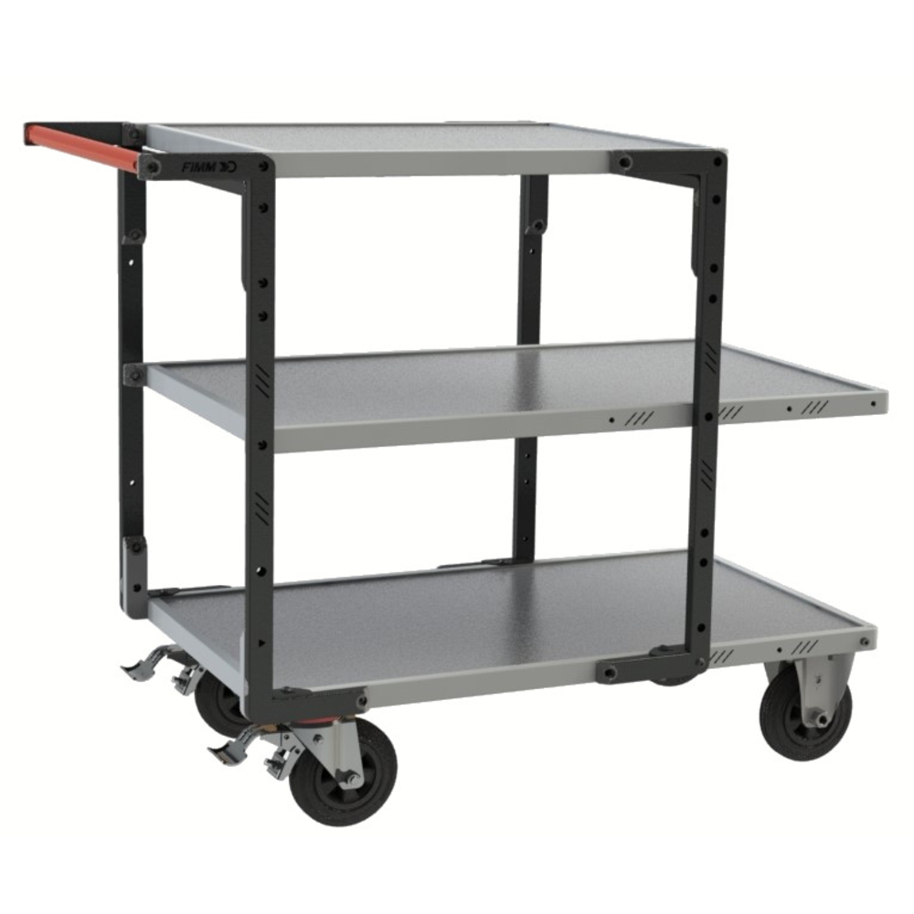 Servante montée 3 plateaux tôle galva + roues CC 400 kg - FIMM - 886722335