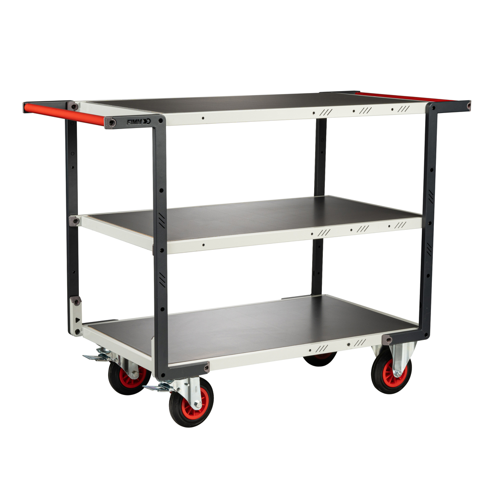 Servante montée 3 plateaux tôle galva double poignées 1000x600 mm roues CC 400 kg - FIMM - 886722337