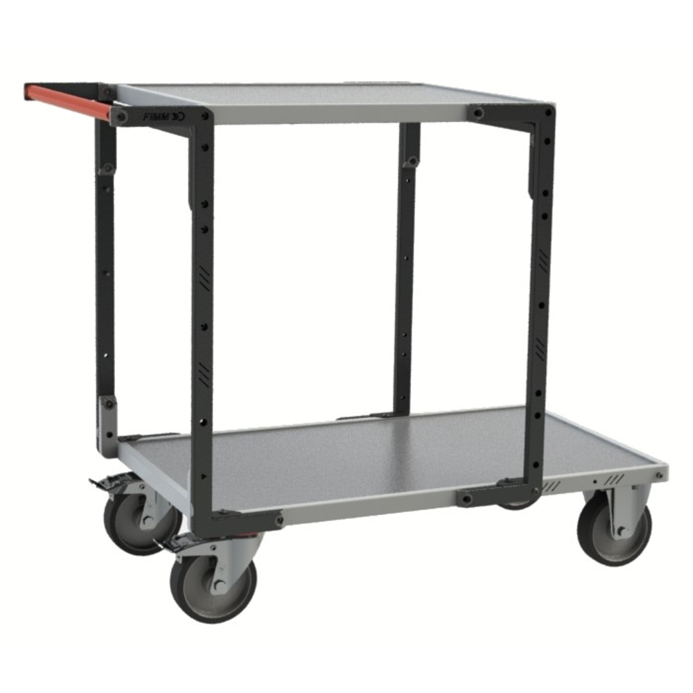 Servante montée 2 plateaux tôle galva + roues TPE 400 kg - FIMM - 886722441