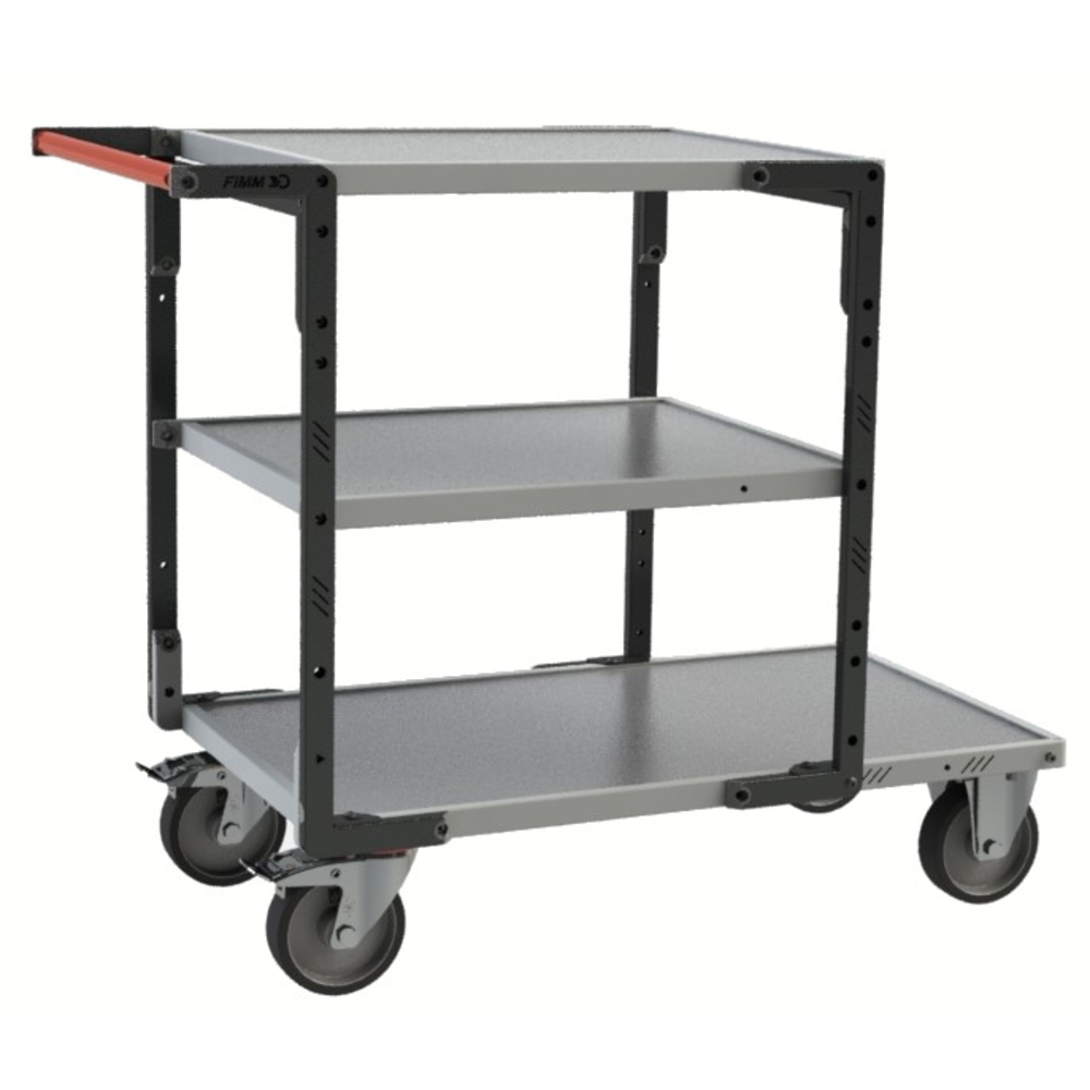 Servante montée 3 plateaux tôle galva + roues TPE 400 kg - FIMM - 886722443