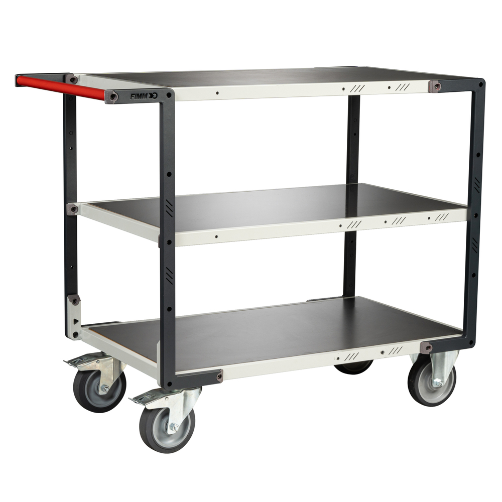 Servante montée 3 plateaux tôle 1000x600 mm roues TPE 400 kg - FIMM - 886722444