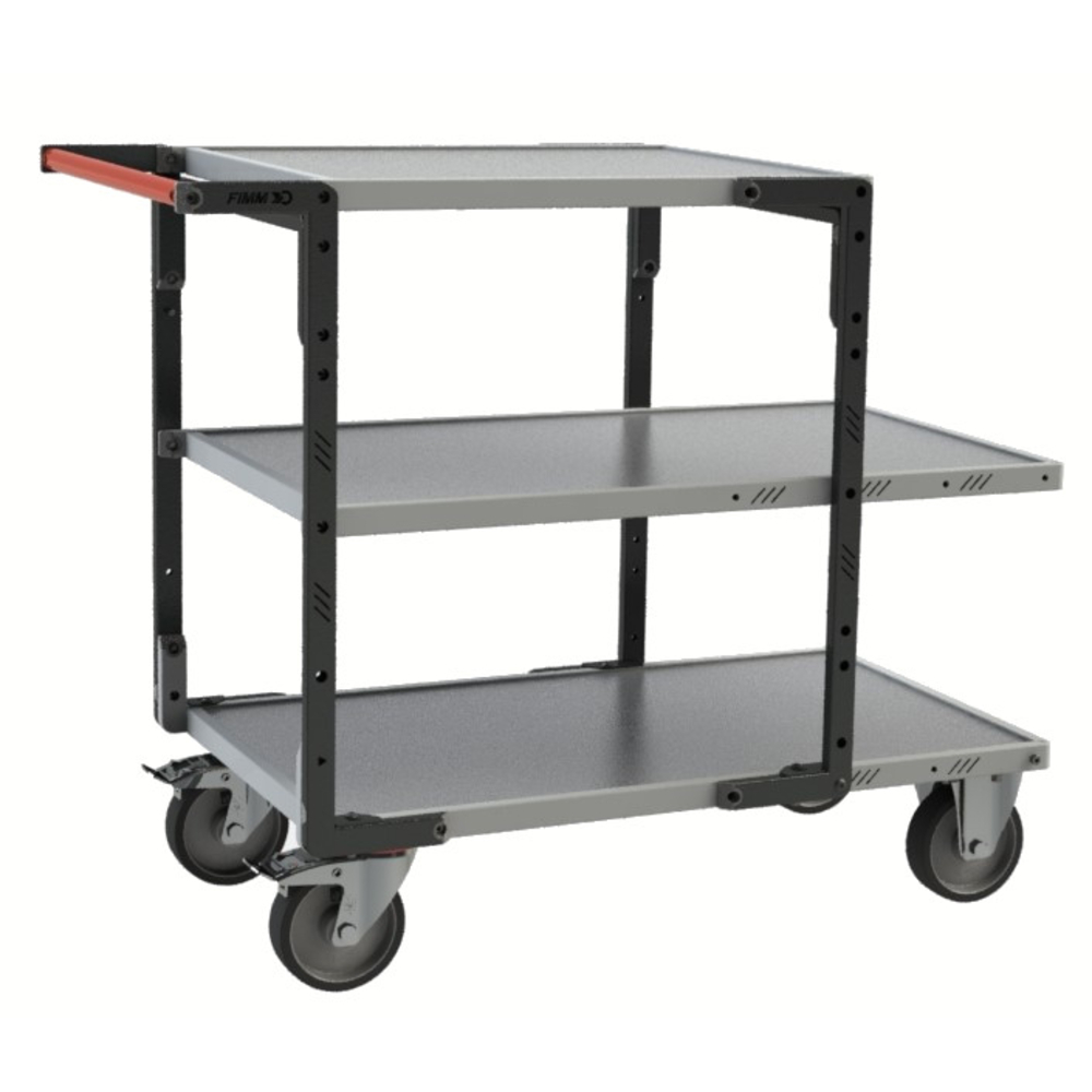 Servante montée 3 plateaux tôle galva + roues TPE 400 kg - FIMM - 886722445