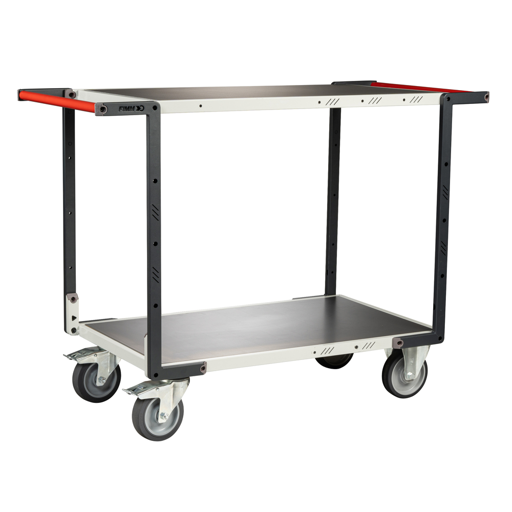 Servante montée 2 plateaux tôle galva double poignées 1000x600 mm roues TPE 400 kg - FIMM - 886722446