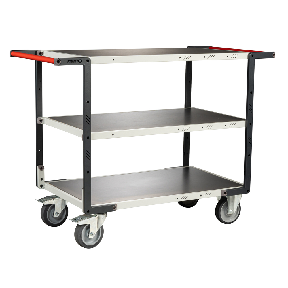 Servante montée 3 plateaux tôle galva double poignées 1000x600 mm roues TPE 400 kg - FIMM - 886722447