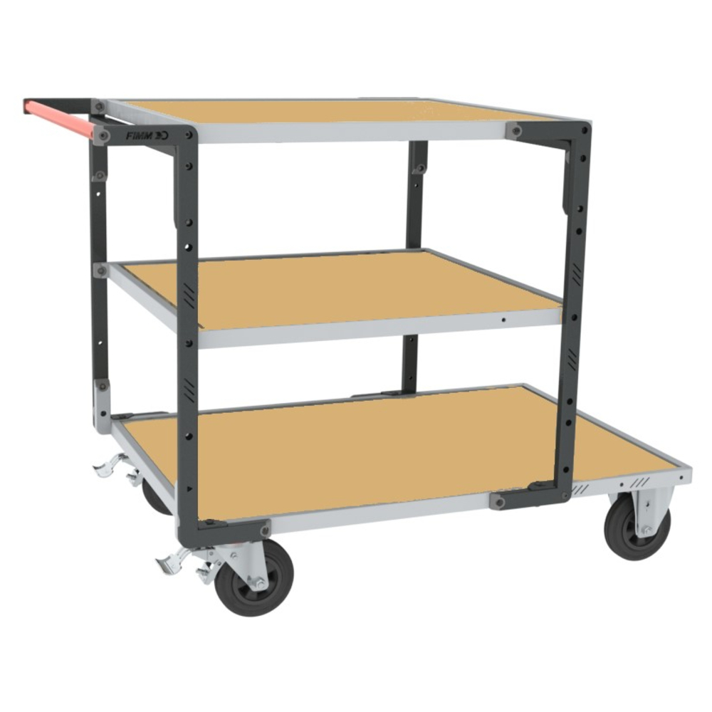 Servante montée 3 plateaux médium + roues CC 400 kg - FIMM - 886732233
