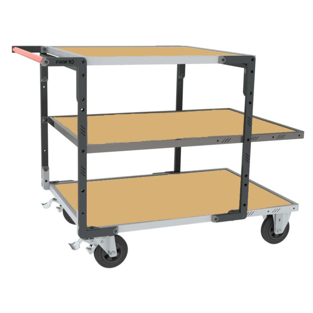 Servante montée 3 plateaux médium + roues CC 400 kg - FIMM - 886732235