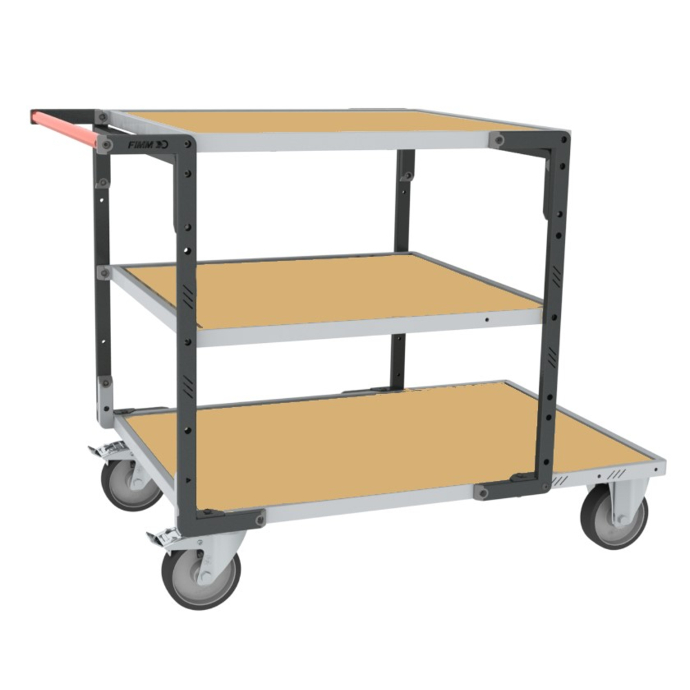 Servante montée 3 plateaux médium + roues TPE 400 kg - FIMM - 886732243