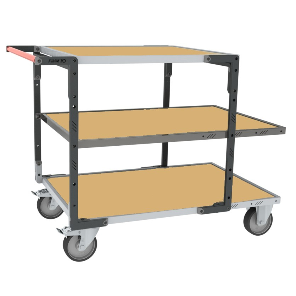 Servante montée 3 plateaux médium + roues TPE 400 kg - FIMM - 886732245