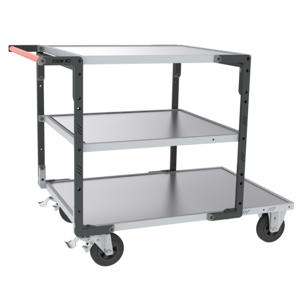 Servante montée 3 plateaux tôle galva + roues CC 400 kg - FIMM - 886732333