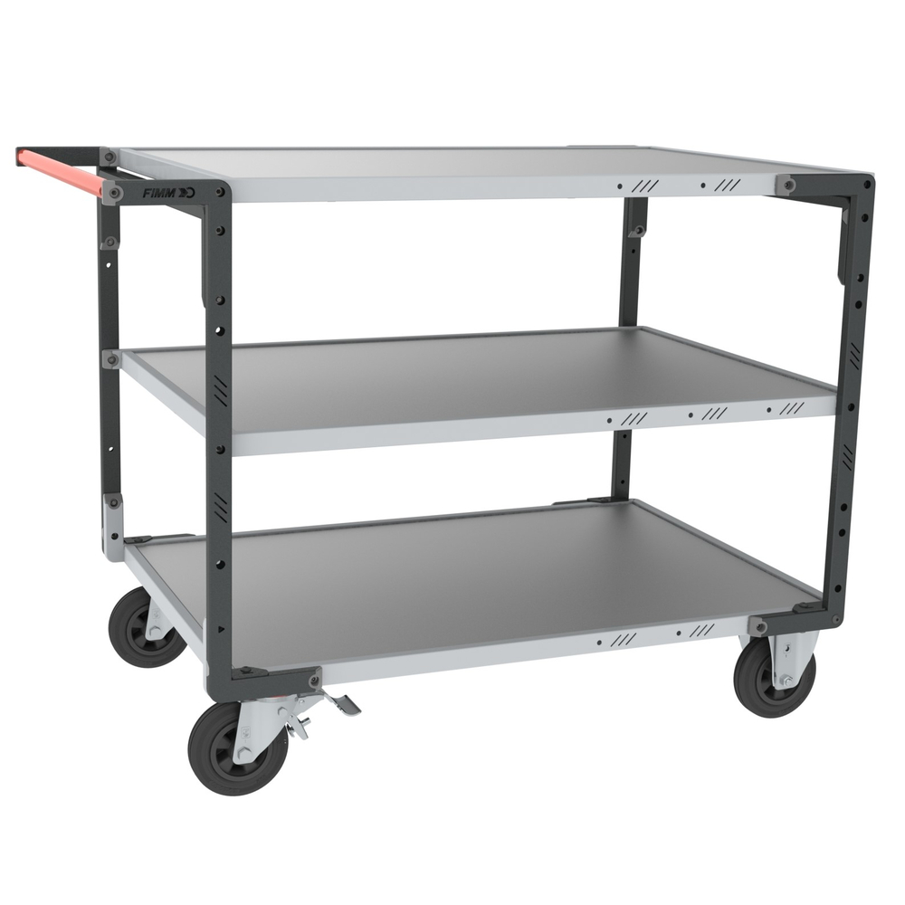 Servante montée 3 plateaux tôle 1200x800 mm roues CC 400 kg - FIMM - 886732334