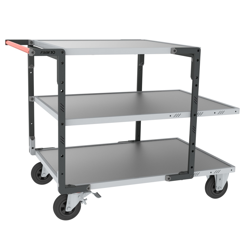 Servante montée 3 plateaux tôle galva + roues CC 400 kg - FIMM - 886732335
